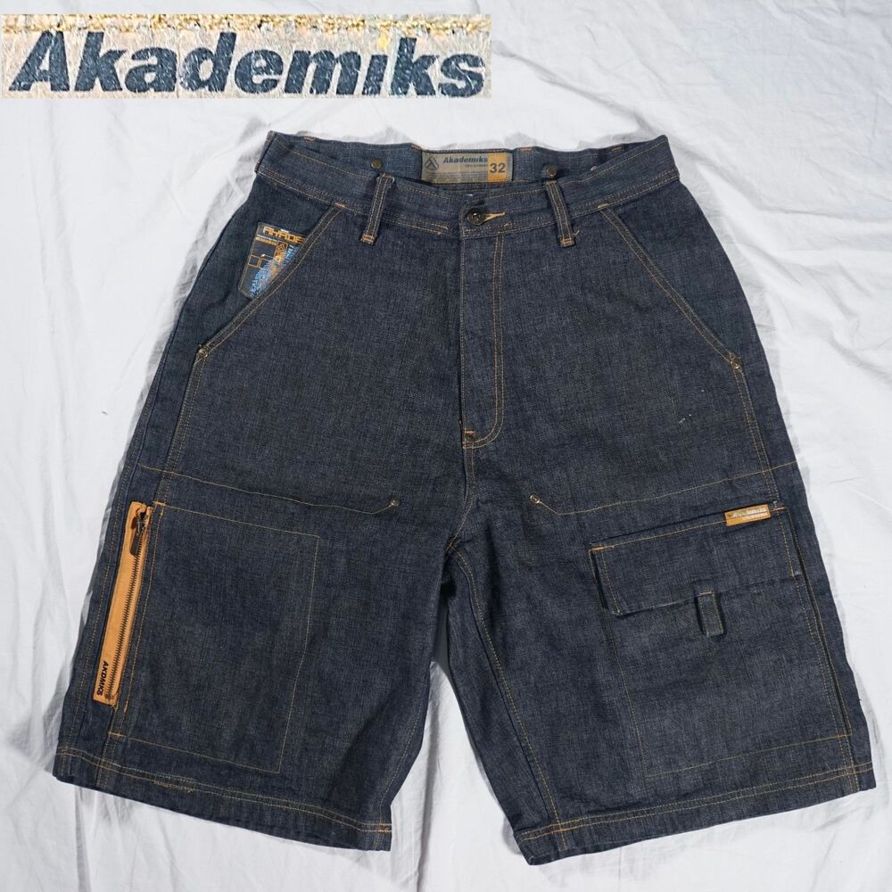 Akademiks Jorts Cargo Shorts Zipper Pockets Y2K Rare 32